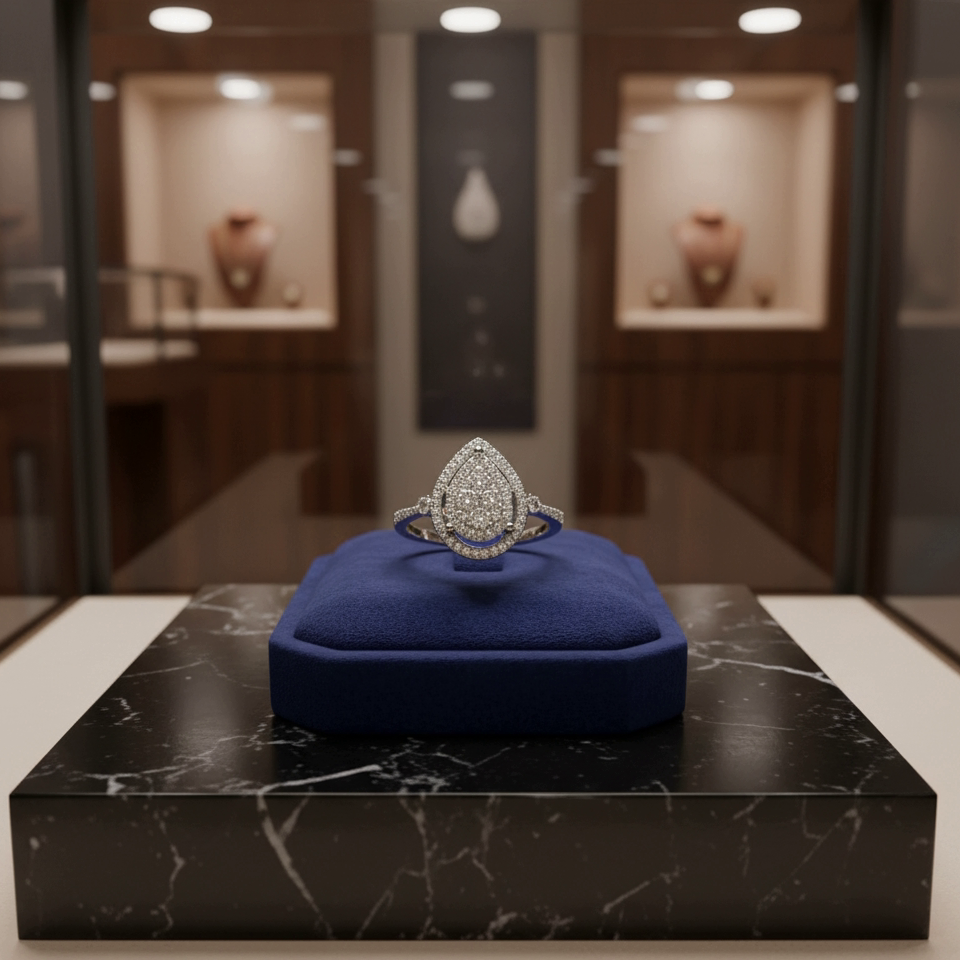 טבעת יהלום טיפה