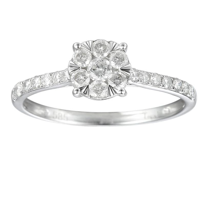 טבעת יהלום עדינה בעיצוב פרח