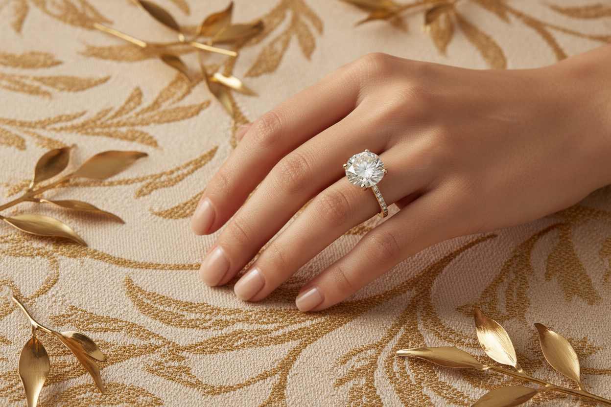 טבעת יהלום על יד - הוברינג