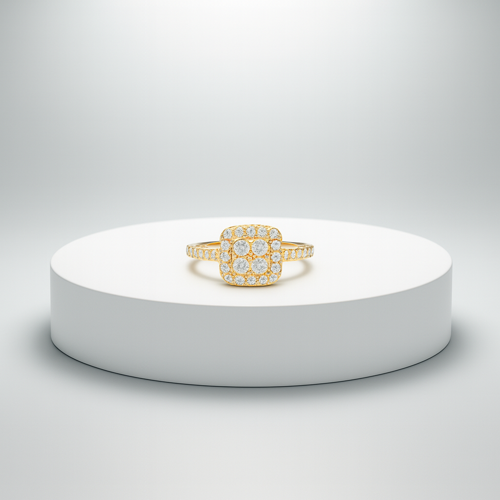 טבעת יהלום עיצוב ריבועי