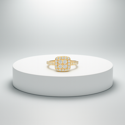 טבעת יהלום עיצוב ריבועי