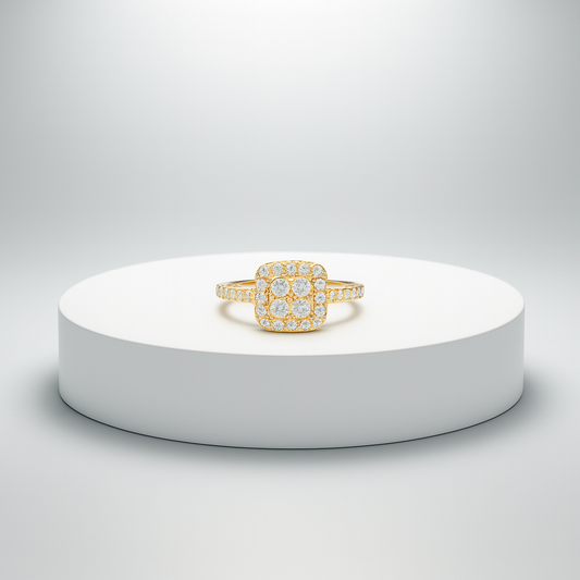 טבעת יהלום עיצוב ריבועי