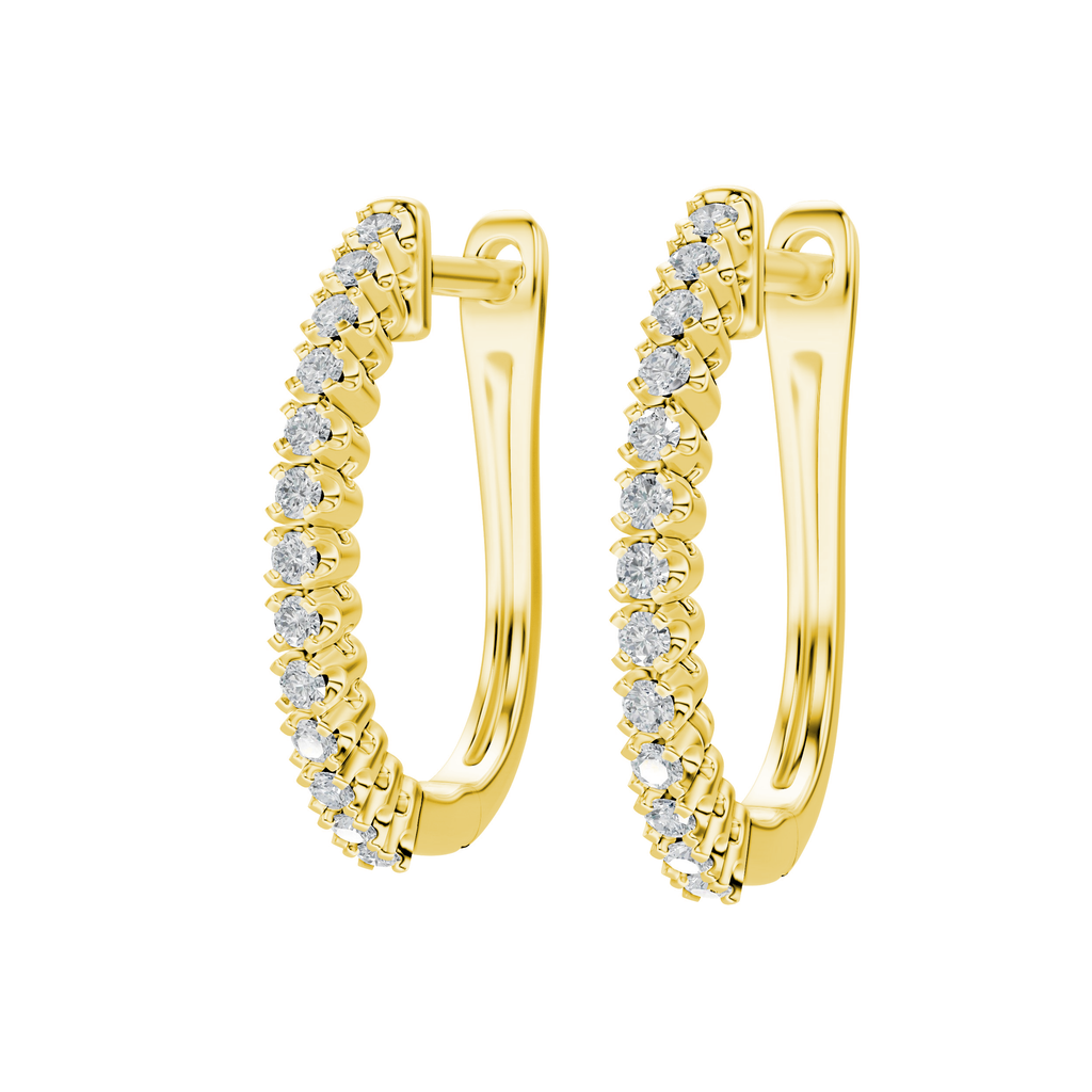 עגילי חישוק זהב עם אבני ריינסטון מנצנצות