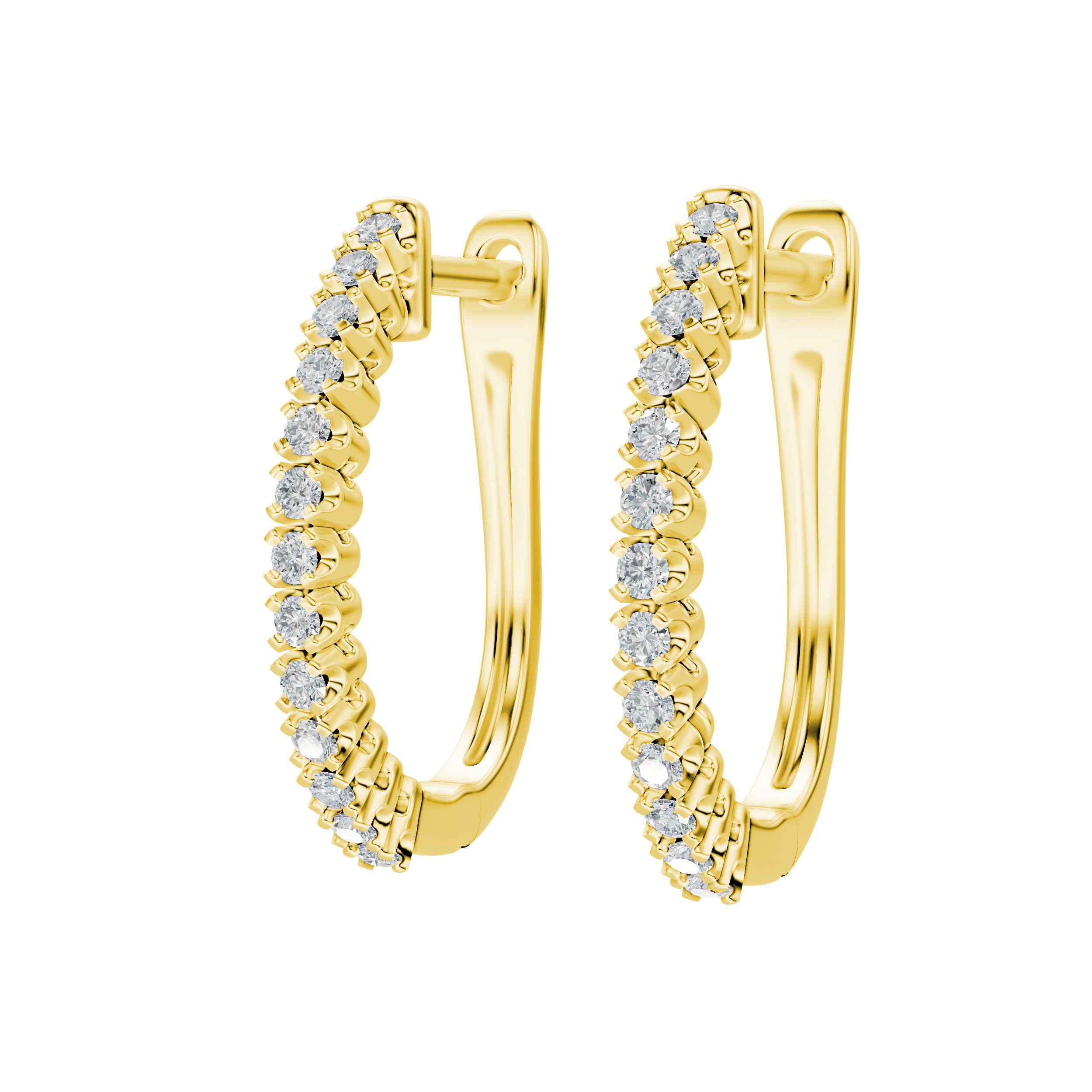 עגילי חישוק זהב עם אבני ריינסטון מנצנצות