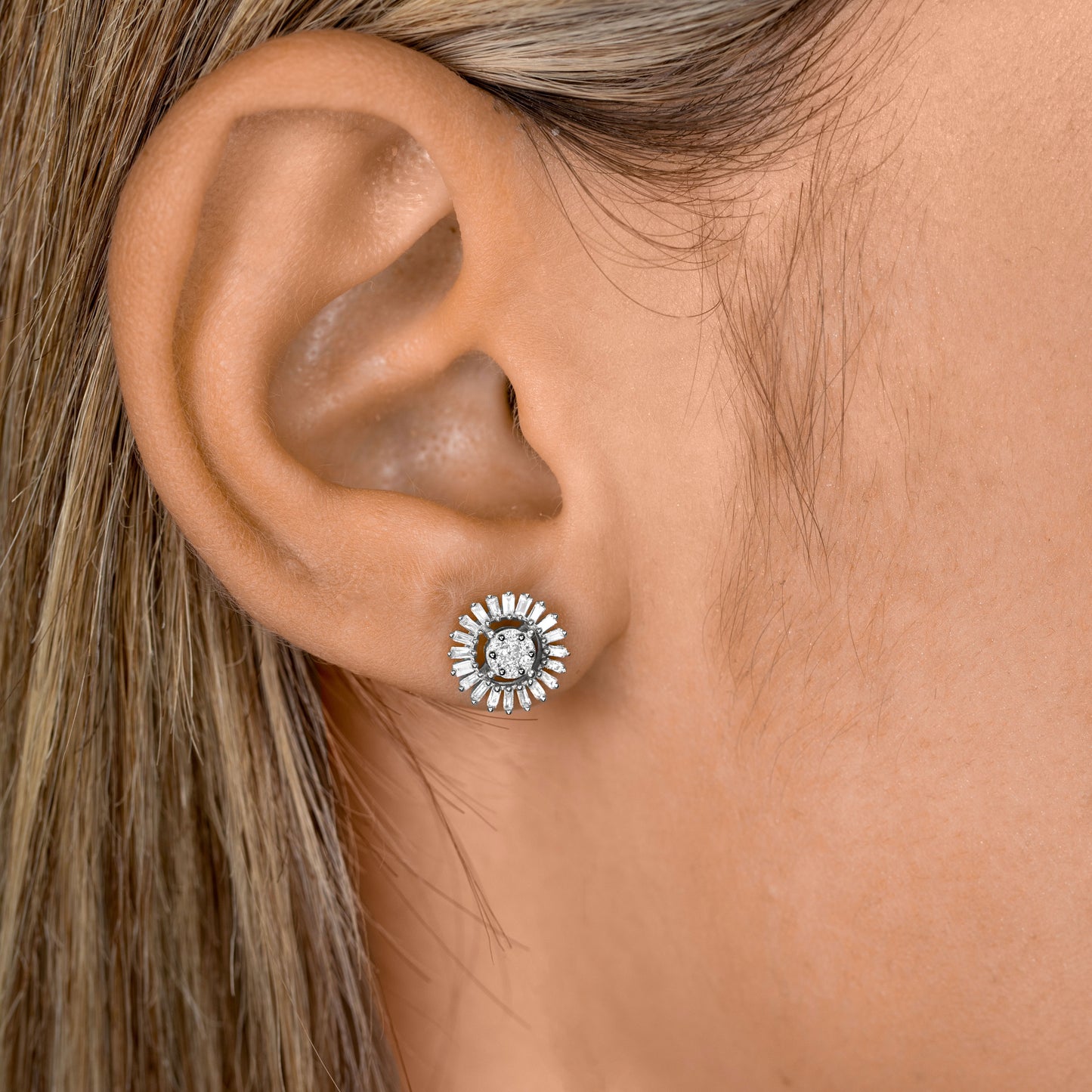 עגילי צמוד יהלומים שמש 206154