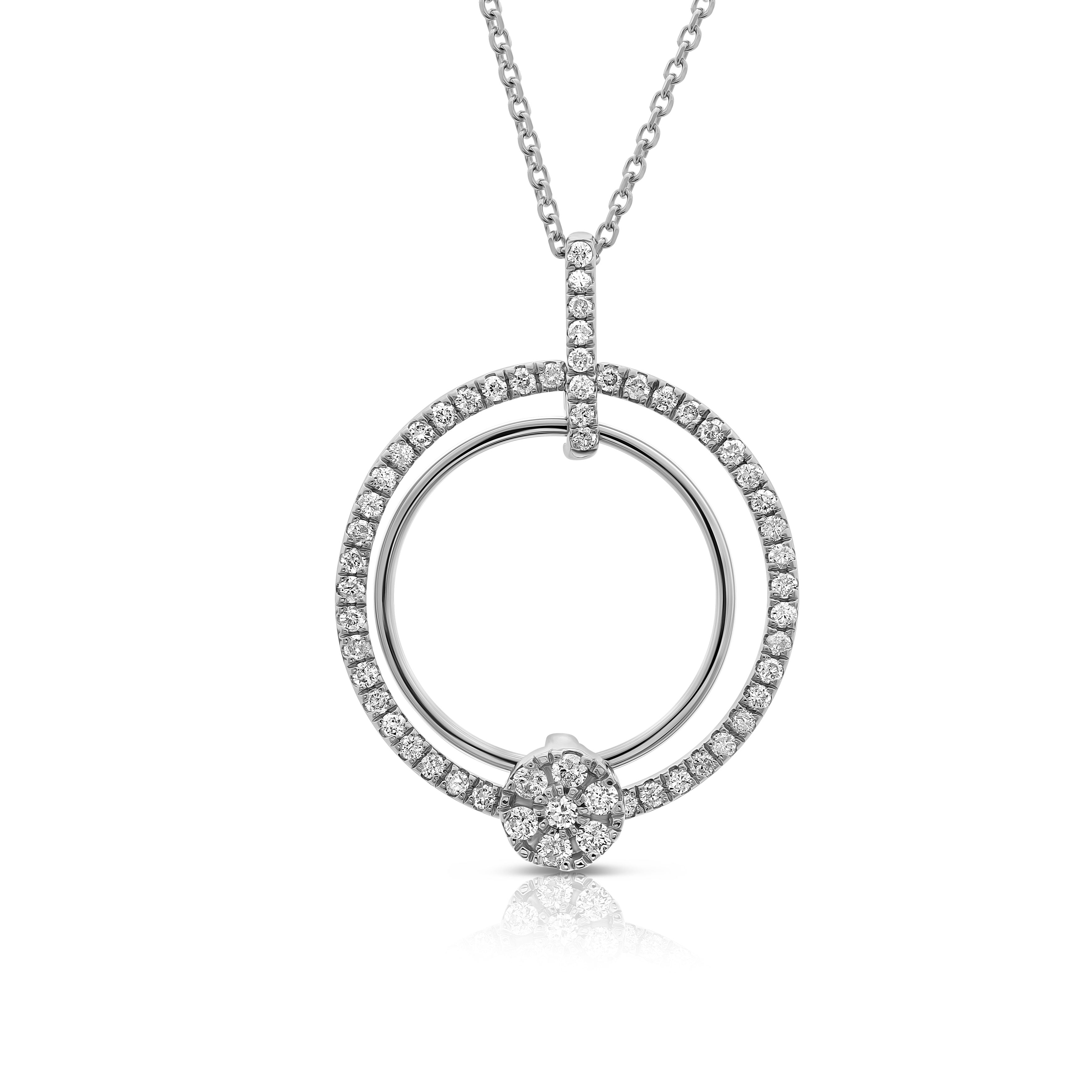 שרשרת כסף עם תליון עגלגל משובץ ביהלומים