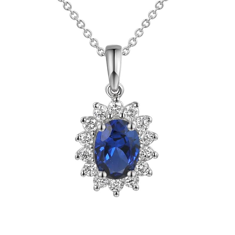 תליון ספיר כחול ויהלומים