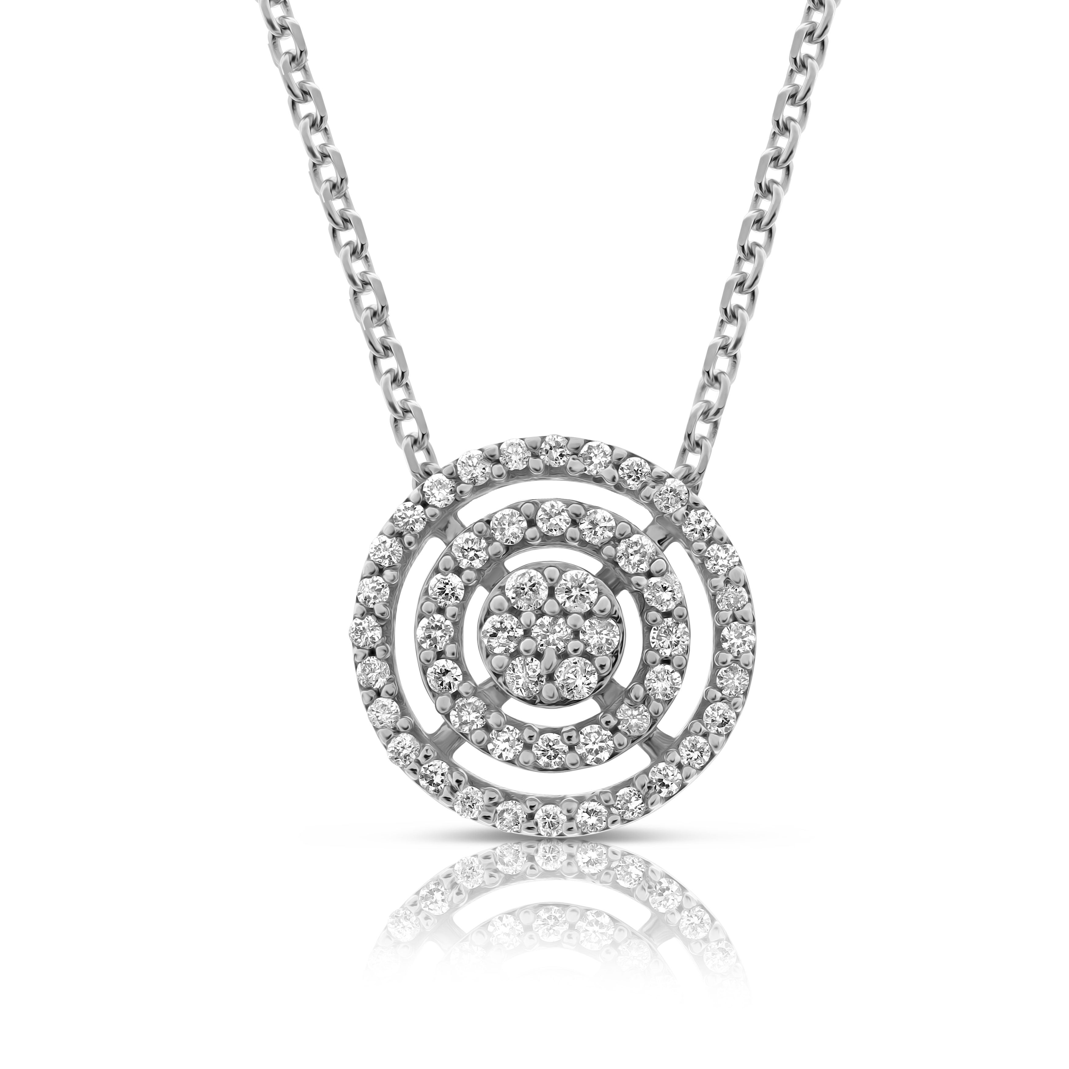 שרשרת כסף עם עיצוב מעגלי, ספירלי משובץ ביהלומים.