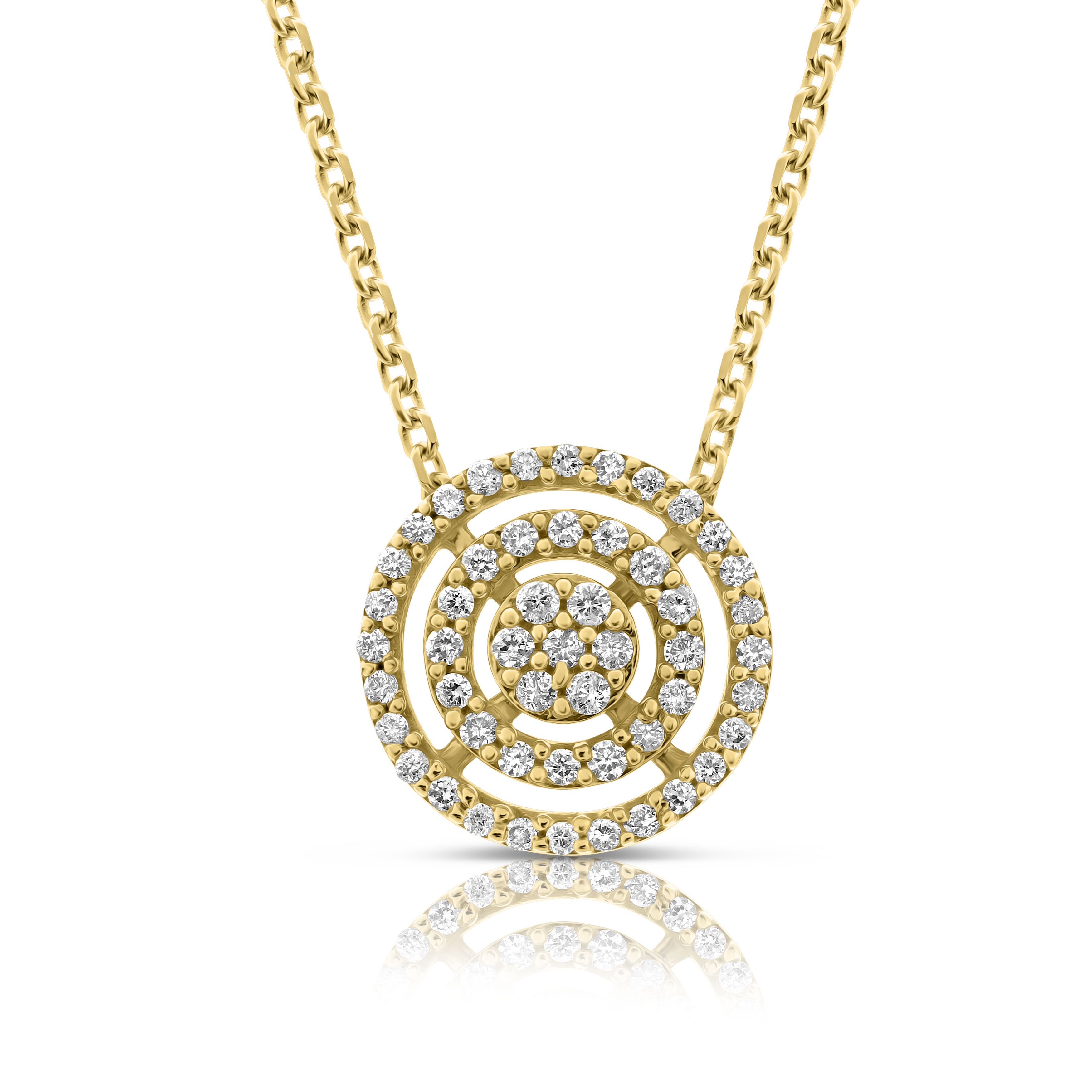 שרשרת זהב עם תליון ספירלי מעוטר באבנים מנצנצות