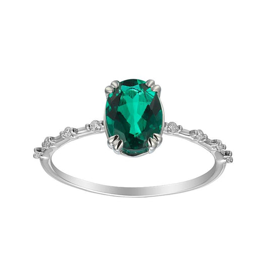 טבעת אמרלד עם מסגרת יהלומים