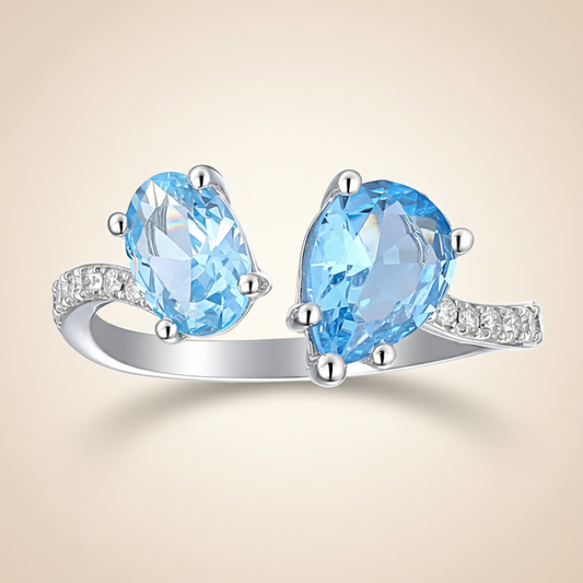 טבעת אקווה מארין ויהלומים