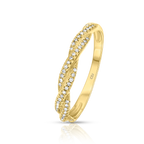 טבעת זהב מסולסלת מעוטרת ביהלומים זוהרים