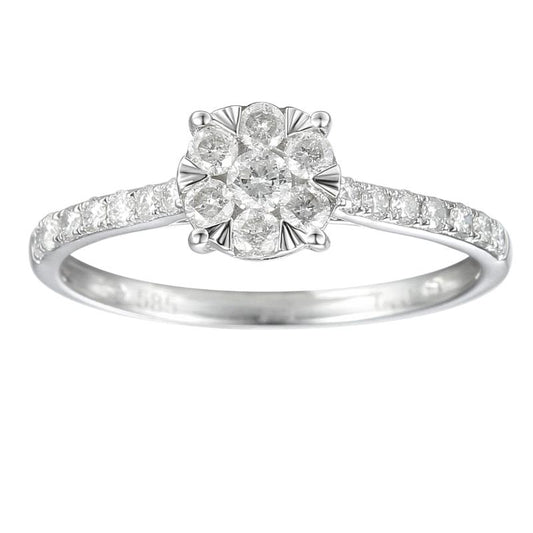 טבעת יהלום עדינה בעיצוב פרח