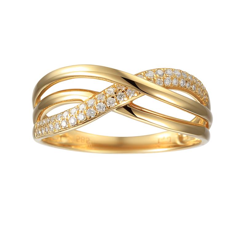 טבעת זהב משולבת עם יהלומים קטנים