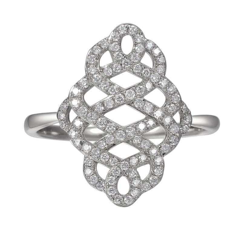 טבעת כסף עם דפוס יהלומים מורכב