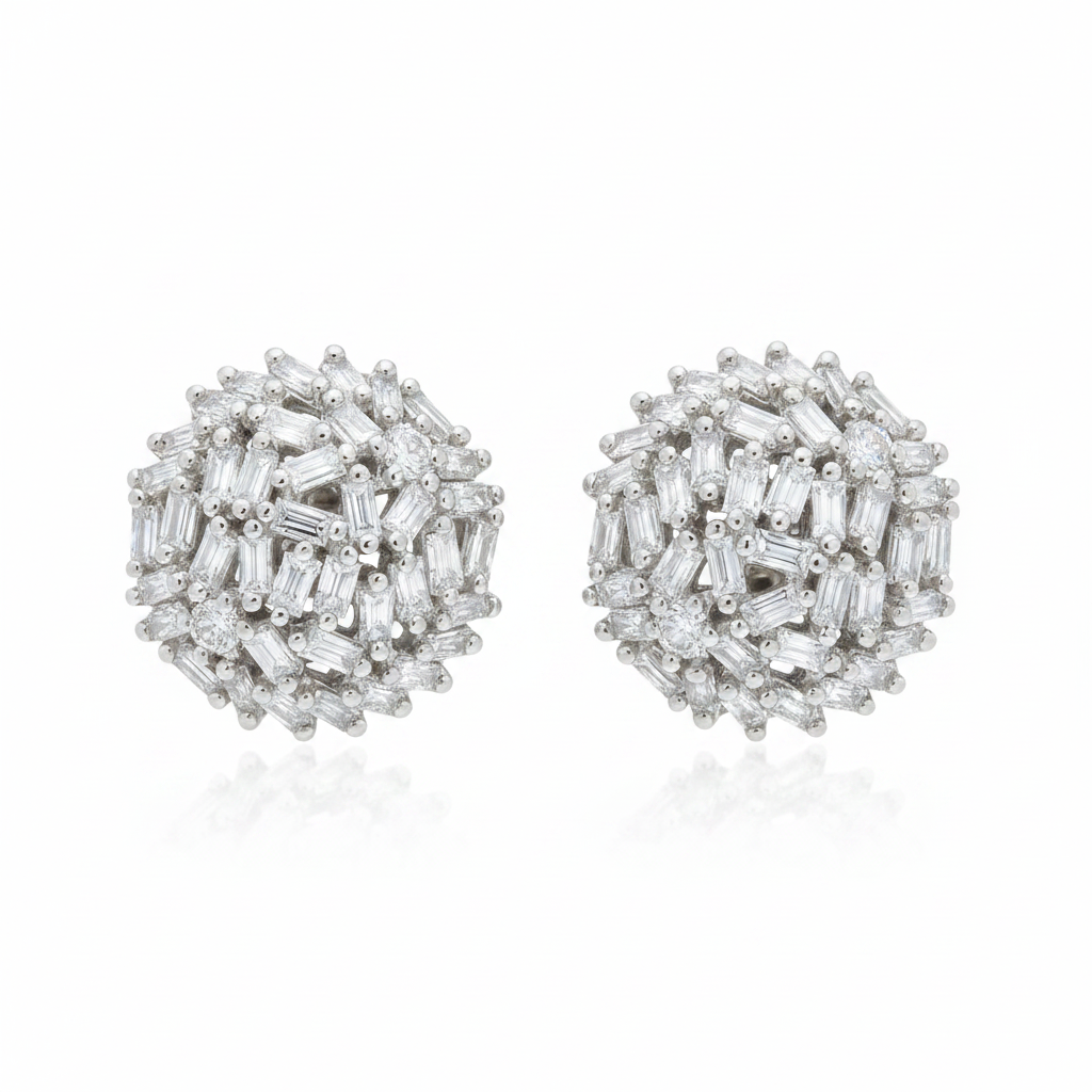 Diamond Cluster Stud Earrings