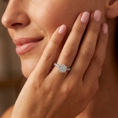 טבעת יהלומים פרח